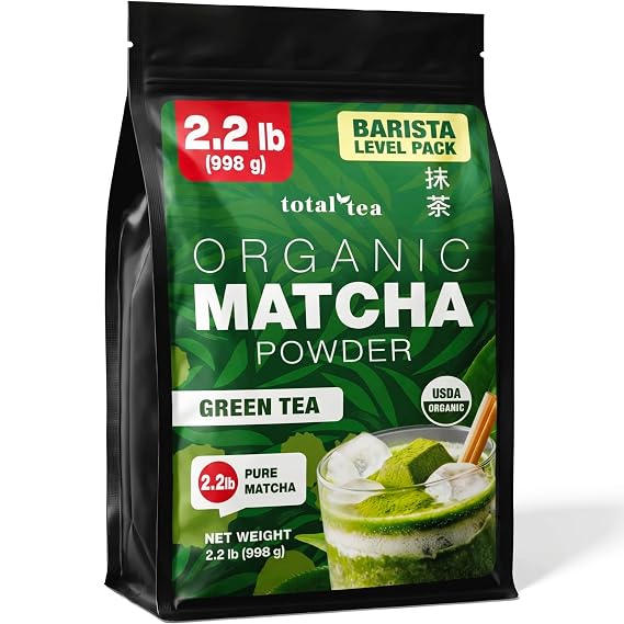 Total Tea USDA Organic Matcha Green Tea Powder 2.2 Pound Latte Smoothies | Unsweetened Culinary Grade for Baking Morning Energy Antioxidant Rich Non-GMO Bulk Keto Vegan Tea