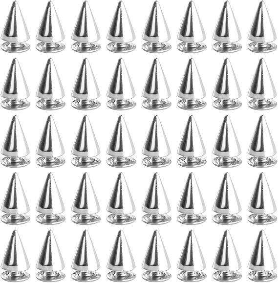 Thyonta 100 Pcs Bullet Cone Punk Studs 10mm Alloy Spiked Rivets Clothing Leather Jacket DIY Craft Belt Bag Decoration Easy Installation for Trendy Punk Style