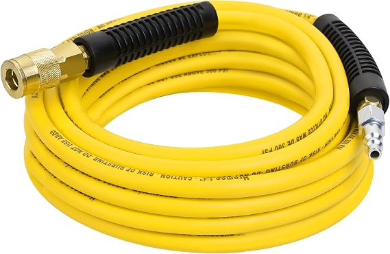 Hromee Air Compressor Hose 1/4 Inch x 25 Feet Hybrid Hose with Fittings, 1/4" Industrial Quick Coupler and Plug Kit