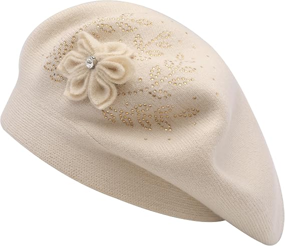 ZLYC Women French Beret hat Solid Color Floral Beret Cap, Plain Dark Gray | Parisian cafe daily styling, travel photo snap, autumn winter daily wear, dating party matching, vintage french style
