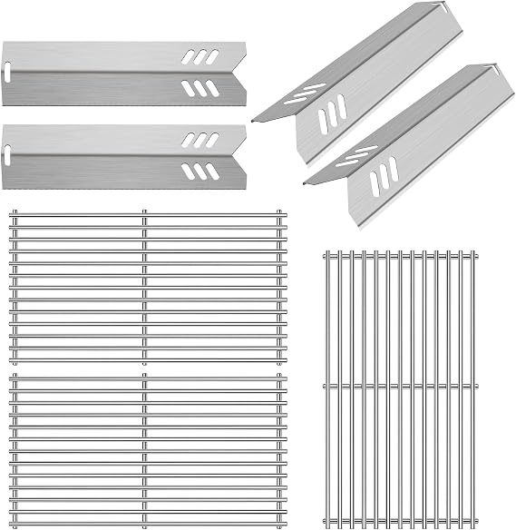 Kalomo Grill Grate Parts for 4 Burner Dyna Glo Grill DGF493BNP, DGB494SPB, Grill Heat Plates Shield BBQ Gas Grill Replacement for Backyard BY13-101-001-12, BY14-101-001-099, Uniflame GBC1343WP-U