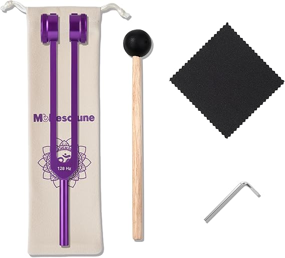 128 hz Tuning Fork for Healing Meditation Tools Otto Tuner 128 hertz Tone Therapy Healing Instrument Diapason Chakra Sound Bath Weighted Tuning Fork for Mindfulness