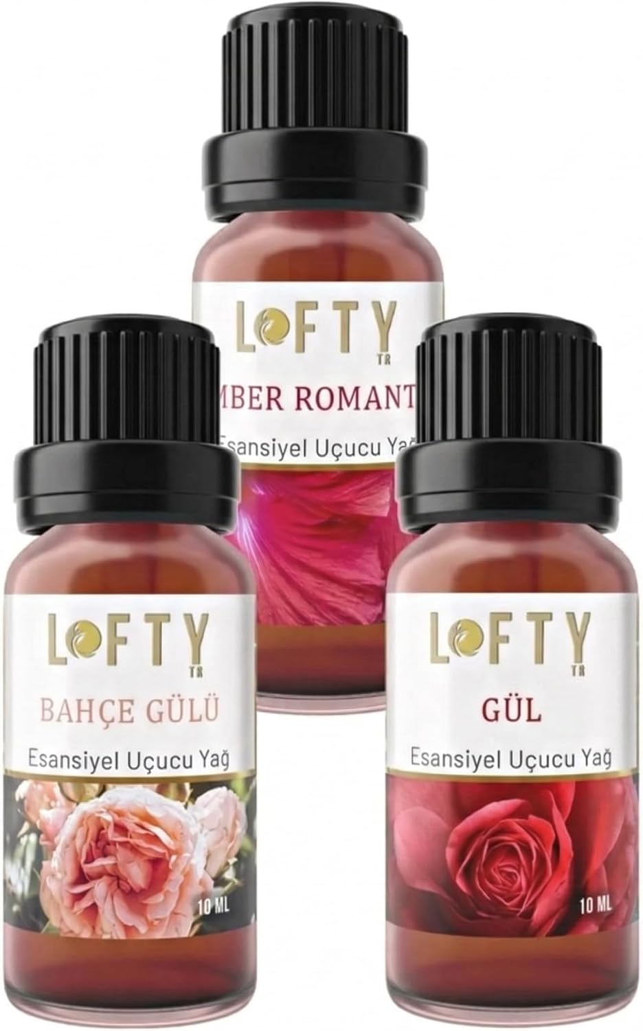 Lofty Gül, Bahçe Gülü, Amber Doğal Uçucu Yağ Saf Buhurdanlık Esansı Oda Kokusu Esans Buhur Yağı 10ml
