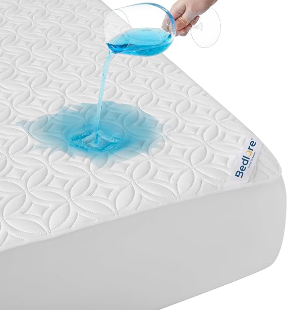 BEDLORE Waterproof Double Mattress Protector, Brushed Microfiber with Upgraded TPU Layer, Deep Pocket, Hypoallergenic, Breathable, Noiseless, Oeko-tex Mattresses Cover (White)