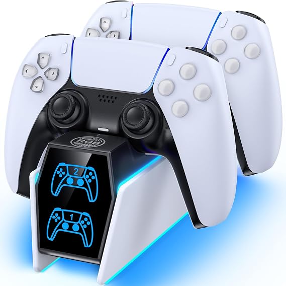 Tokluck PS5 Controller Ladestation RGB PS5 Zubehör Ladestationen für PS5 Controller & Edge Controller PS5 Charging Station Schnellladung für Playstation 5 Dualsense