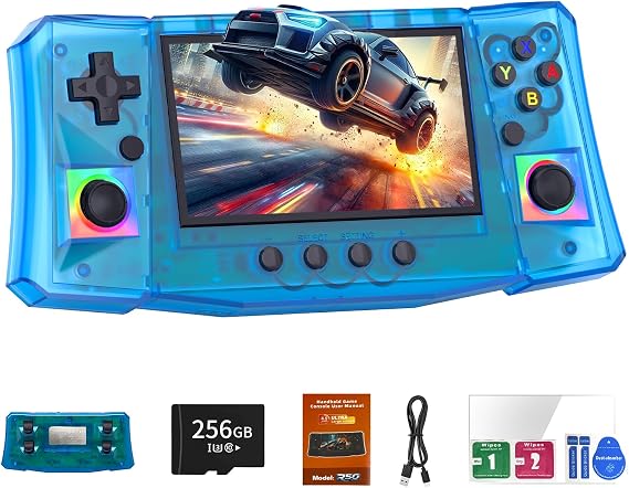RegiisJoy R50 Ultra 50000 in 1 Handheld Game Console, 4.5 Inch IPS Screen Retro Gaming Consoles Main Emulators, Portable Mini Pocket Arcade 4000mAh Battery,256G TF Card,Linux System