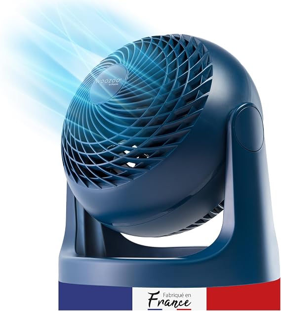 Woozoo® by Ohyama Powerful Quiet Fan / Table Fan Made in France 31 W 360° Rotation 3 Speeds For 23 m² Area - Woozoo PCF-HE18 - Blue Navy