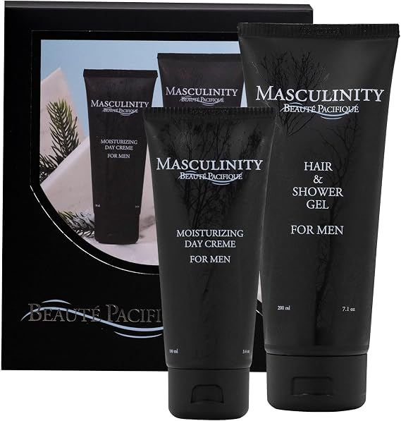 Beauté Pacifique - Masculinity Skin Care Gift Set - 100 ml Day Cream & 100 ml Showergel - Suitable for all skin types - Face Moisturiser For Men - Softens The Skin - Hair & Body Wash