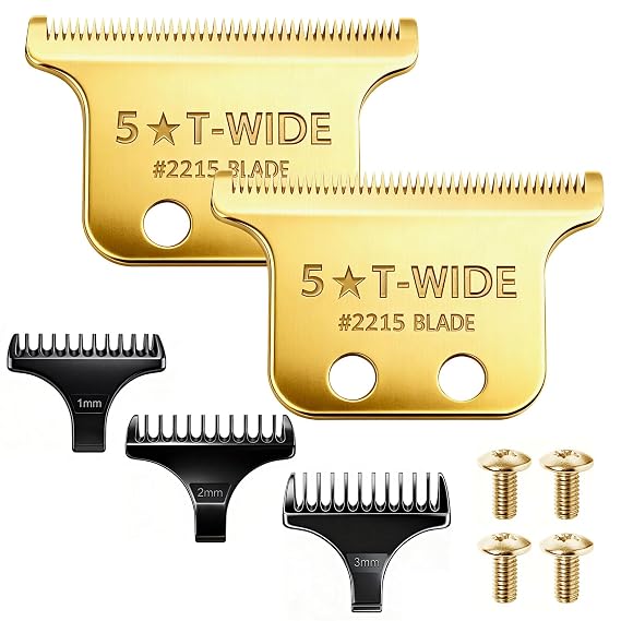 Replacement 2215 T Wide Blades Adjustable Trimmer Blade compatible with Wahl Professional 5 Star Series 8081 and 8171 Hair Clippers Blades-Model 2215 (2Pcs Gold)