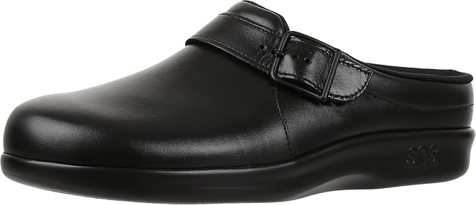 SAS Clog Comfort Slip On Womens Shoes Leather Upper Textile Lining CoolStepTM Footbed CradleFitTM Heel Black 7.5 W - Wide (C)
