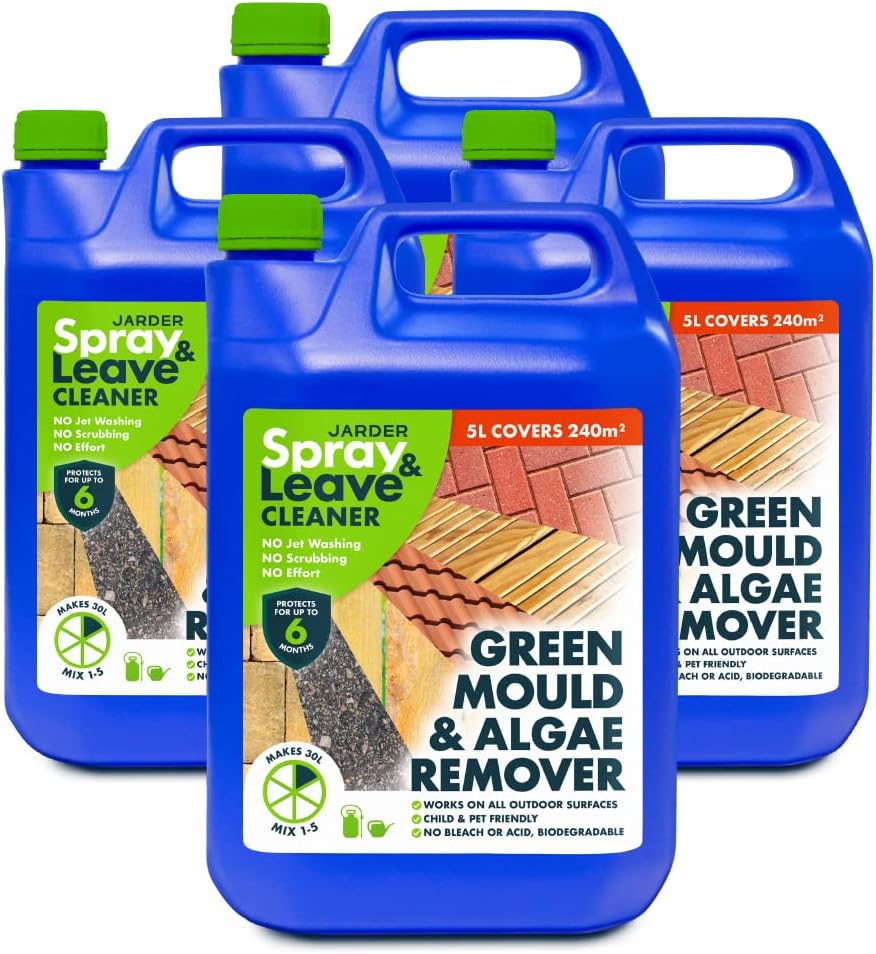 Jarder Spray & Leave 4 x 5 Litre Concentrate Cleaner - Patio Fencing Decking - Green Mould & Algae Killer 20L