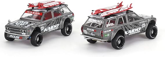 True Scale Miniatures Model Car Compatible with Nissan Datsun KAIDO 510 Wagon 44 Kaido Offroad V1 1/64 Diecast Model Car Kaido House KHMG121