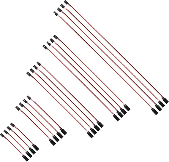 Tecunite 20 Pieces 3-pin Servo Extension Cable Wire Cord Female to Male RC Servo Extension Cord Wire Connectors for Connection Control Board Remote Control Parts, 5 Sizes(5 Sizes)