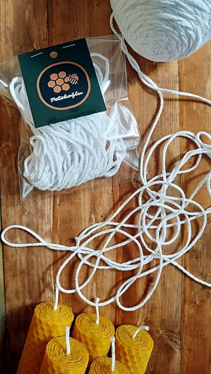 Wick 100% Cotton Thread for Candles Between Petekoğlu (25 Meters) Diameter 1Cm and 3 Cm