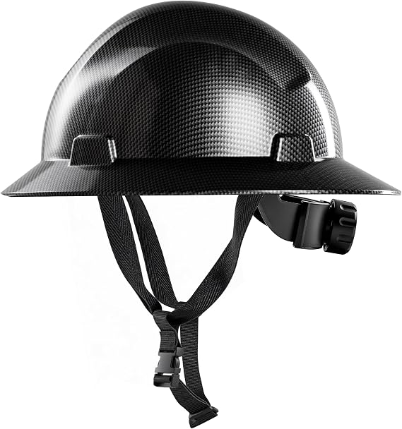 AnTools Matte Carbon Design Full Brim Hard Hat, ANSI Z89.1 Type I Class E, OSHA Compliant FRP Construction Safety Helmet, 4-Point Adjustable Suspension for Men and Women