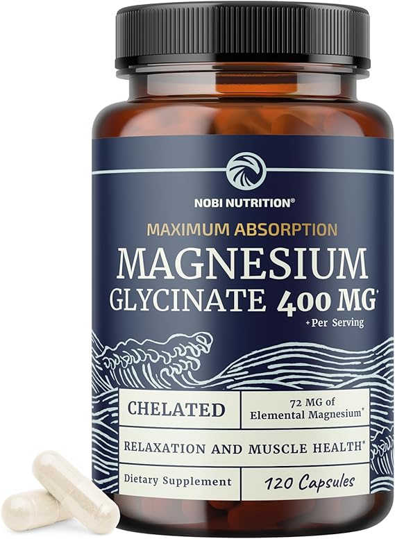 Magnesium Glycinate 400mg, High Absorption, Sleep, Calm & Muscle Support | Muscle Relaxation Heart Bone & Nerve Support for Women & Men, Chelated Magnesium Glycinate Supplement, Non-GMO, 120 Capsules