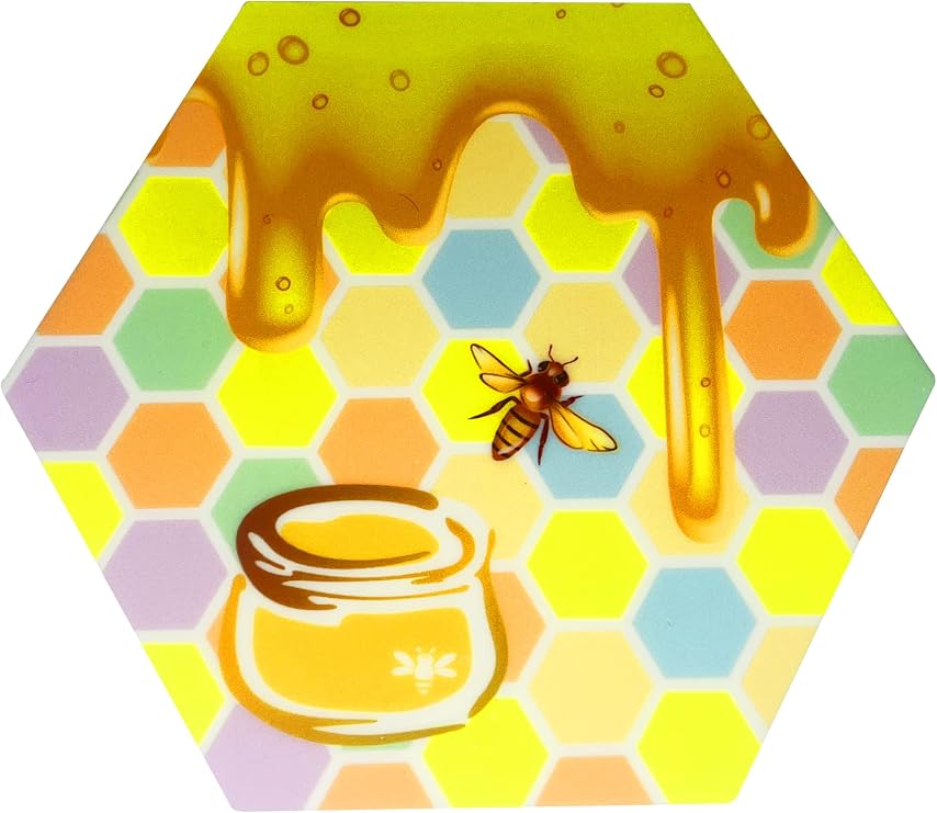 Trippy Mats - Silicone Heat Resistant Cooking Mat, Wax Mat, Cool Designs, Hexagon Non Stick Mat. (Honey Pot Mat)