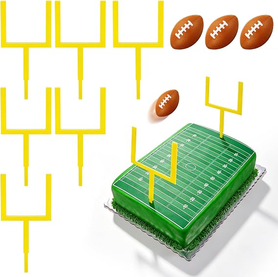 Taiyin 9 Pcs Football Cake Decorations, Football Field Goal Cake Topper