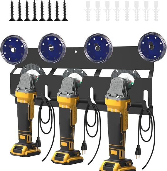 Angle Grinder Holder, Carbon Steel Angle Grinder Stand, Tool Holder Wall Mount, Efficient Angle Grinder Bracket, Versatile Angle Grinder Rack for Angle Grinder Tools Flap Cutting Discs