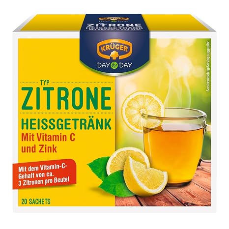 KRÜGER DAY by DAY Hot Drink Lemon with Vitamin C and Zinc 160g (20 Sachets)