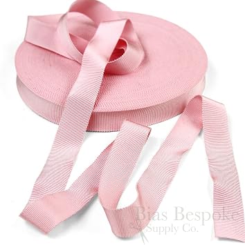 3 Yards of Vera 1 Cotton & Viscose Petersham Grosgrain Ribbon, Cotton Candy Pink, Made in Italy