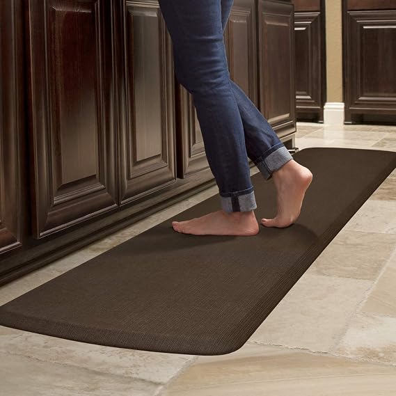 GelPro Premium Gel + Foam 3/4" Thick Anti-Fatigue Floor Mat-Grasscloth-Java 20x72