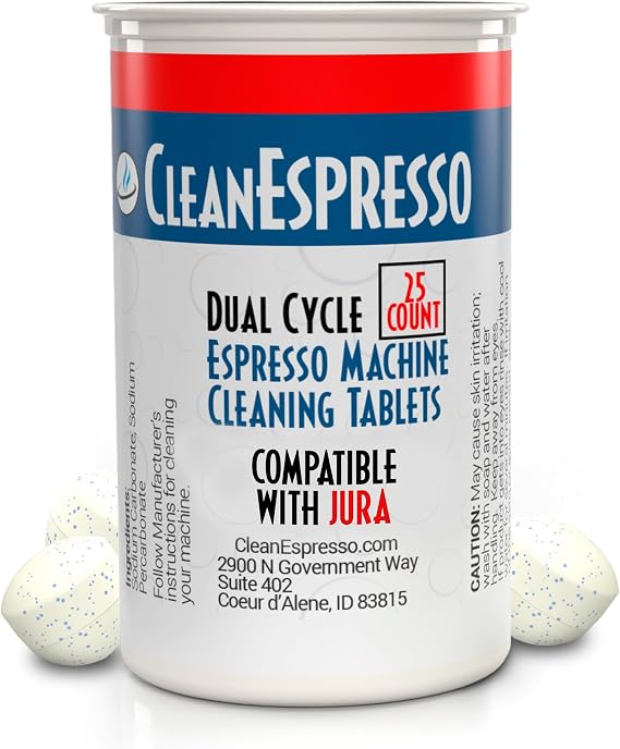 CleanEspresso - 25 Cleaning Tablets Designed For Jura Coffee Machines - 3.5g Dual Cycle Espresso Machine Cleaning Tablets for Jura Espresso Machines - Coffee Maker Cleaner