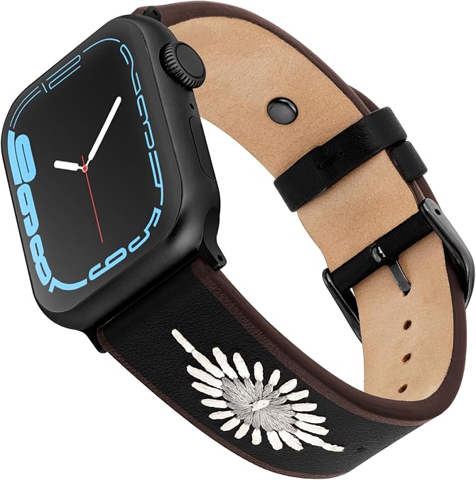 Wrangler Western Stitch Leather Band for Apple Watch, Embroidered Star | Fits all Apple Watch Series & Sizes, Fits Most Wrists, Genuine Leather, Buck Lining, Cowboy Craftsmanship