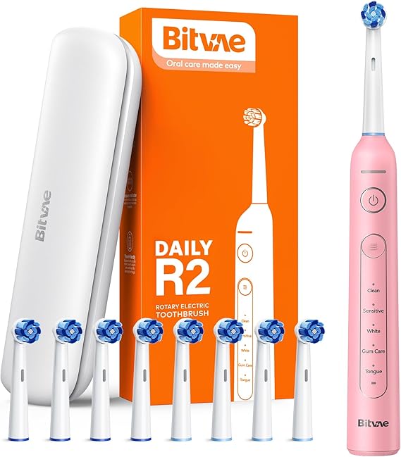 Bitvae R2 Rotating Electric Toothbrush for Adults with Pressure Sensor