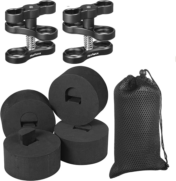 4Pcs Underwater Camera Buoyancy Float Kits & 2Pcs 1'' Aluminum Ball Clamp Mount