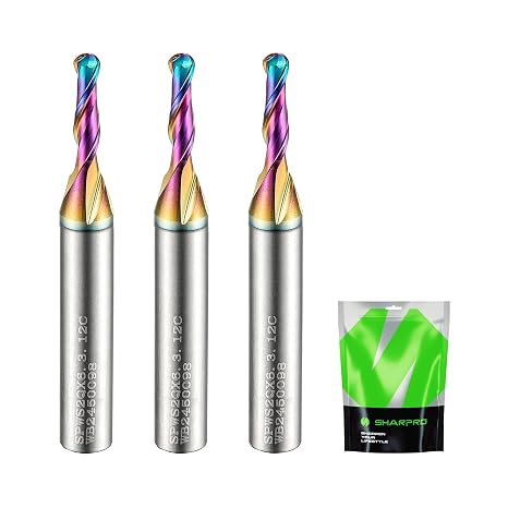 1/8 Ball Nose CNC Router Bits 1/4 Inch Shank, Carbide Ballnose Up Cut Router Bit with Coated, End Mill for Wood, Aluminum, Engraving (3PCS)