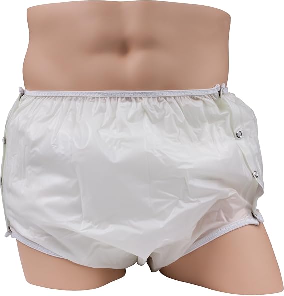 LeakMaster Adult Snap-On Vinyl Waterproof Pants - Soft, Quiet, Adult Plastic Pants. Generous Cut/Fit for Use with Cloth or Disposable Diapers - Size: 3X-Small Fits 19-25 Inches