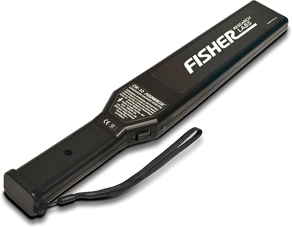 Fisher Labs CW-10 Hand-Held Metal Detector, Black Detects Ferrous and Non-Ferrous Metals, 110 kHz Operating Frequency, Vibrate & Audio Alarm, Lightweight & Easy to Use
