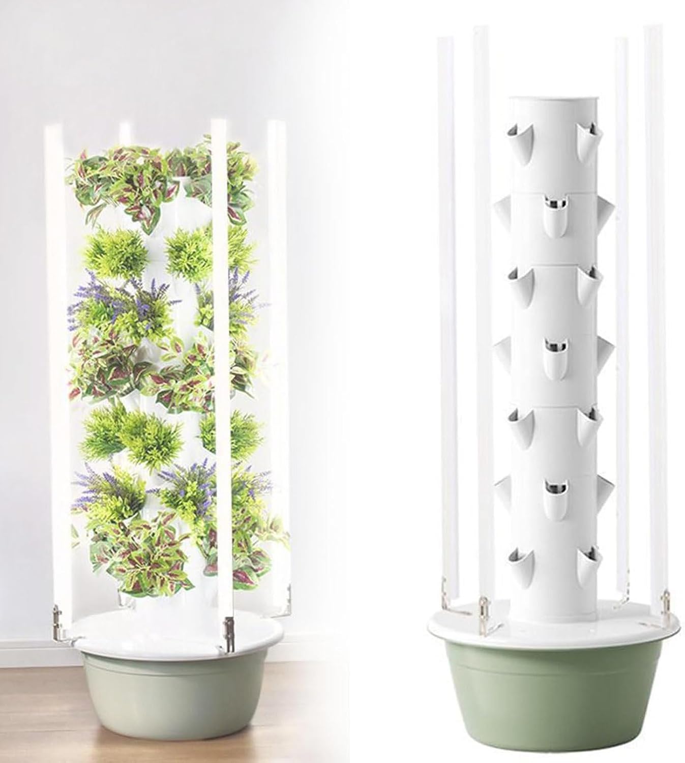 Hydroponics Growing System Vertical Tower, Automated Aeroponics Indoor Tower Garden with LED Grow Lights, Aquaponics Growing Kits Herb Garden,9Layer