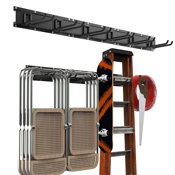 Housolution Garage Wall Organizer 48 Inch - 9 Pack Carries 264 lbs | 3 Rails with 6 Adjustable Hooks, Garage Tool Organizer Storage System, Tool Holder Wall Mount for Warehouse, Workshop
