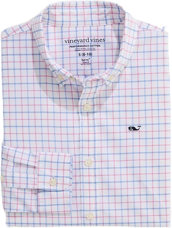 vineyard vines Boys' Morada Bay Tattersall Performance Cotton Shirt