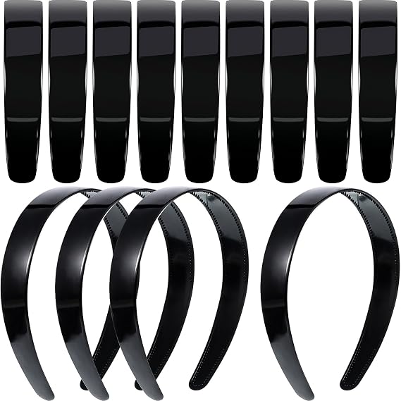 HESTYA 20 Pcs 1 Inch Black Plastic Headbands for Women Grad Cap Headband Plain Craft Hairband with Teeth DIY Hair Accessories Headwear for Graduation