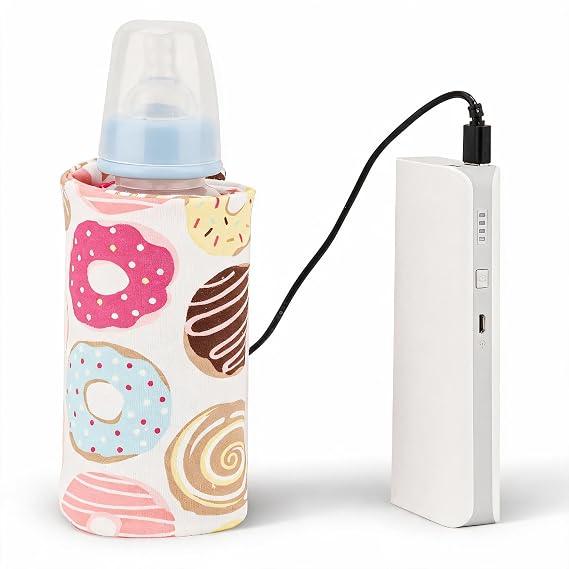 Baby Bottle Keep Warm Cover,Baby Bottle Bags Portable,USB Milk Heat Keeper,Warm Keeper Multifunction Coffee Tea Mug Beverage,Warming Bag for Indoor, Outdoor, Traveling, Driving (Doughnut)