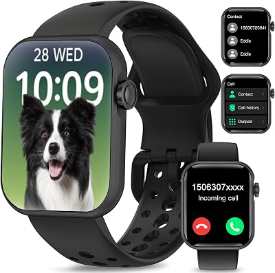 Smart Watches for Women Men AnswerMake Call, 1.83 Touch Screen Fitness Tracker with Blood PressureHeart RateSleep Monitor 100 Sports, IP67 Waterproof Smartwatch for Android iOS, Black