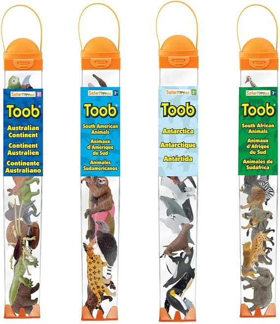 Safari Ltd. Southern Hemisphere Continental TOOB Set - 36 Animal Figurines from South America, South Africa, Antarctica, Austalia and New Zealand- Toy Set for Boys, Girls, and Kids 3+