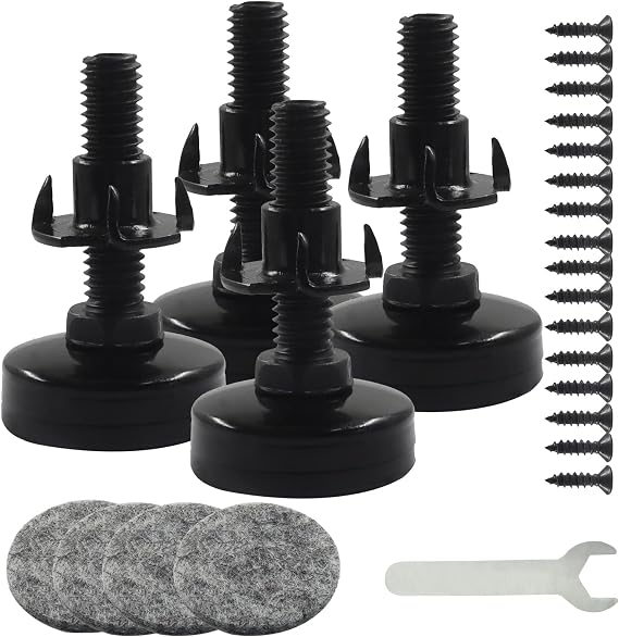 4 Pack Adjustable Furniture Feet, 3/8"-16 UNC Thread | Heavy Duty Levelers, Height Extender, For Tables Chairs Cabinets Sofas