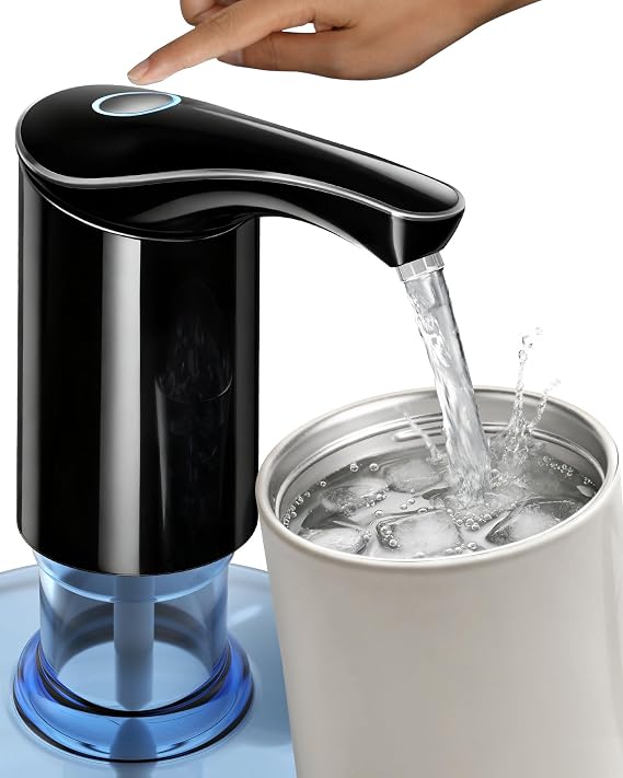 Rechargeable Water Dispenser Pump for 5 Gallon Bottle - Silent, Large Flow | USB-C Fast Charging | Silent Operation |Large Flow Output | Automatic Portable Water Pump | for Camping, Home, Outdoor