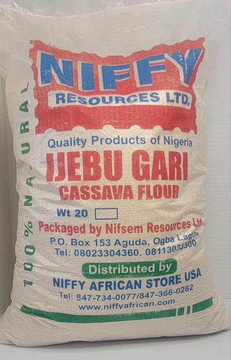 Ijebu Garri/Gari 20 lb / 320oz Qualify products of Nigeria by Nifsem Resources Limited Natural, 100% All Natural - SAND-FREE -