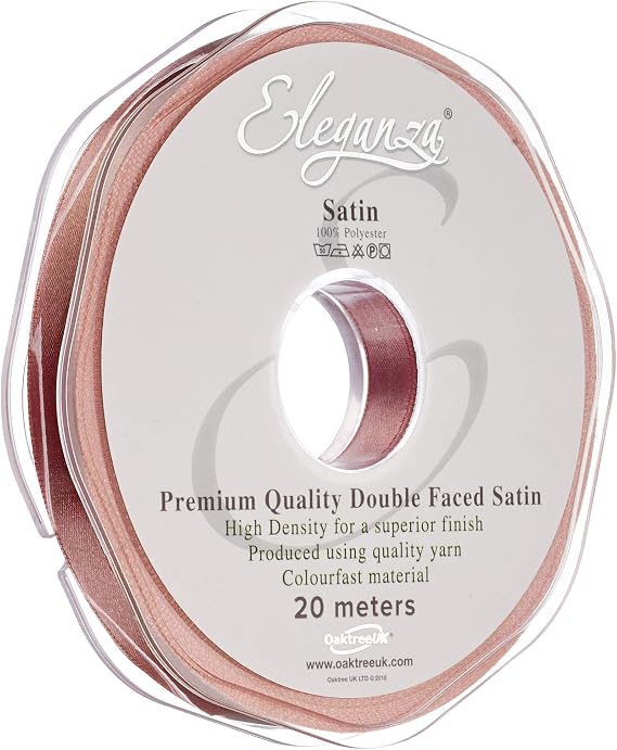Eleganza 10 mm x 20 m Premium Quality Ribbon, Satin, Rose Gold, 11 x 11 x 2 cm