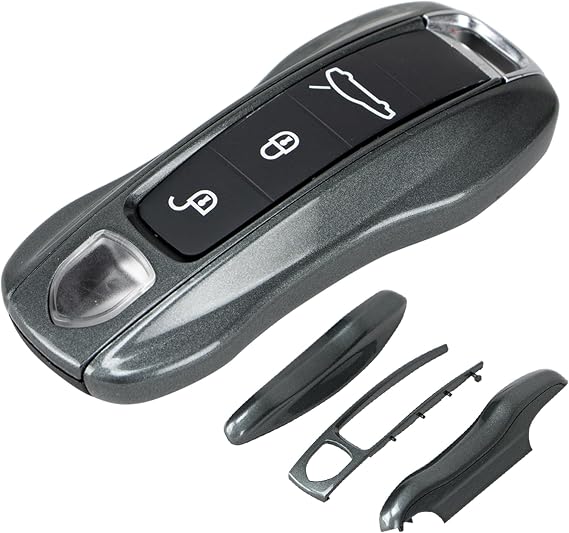 AeroBon Agate Grey Painted Key Fob Shell for Porsche 911 Panamera MK2 | Also fits Cayenne Taycan OEM-matched color Snap-fit no tools required