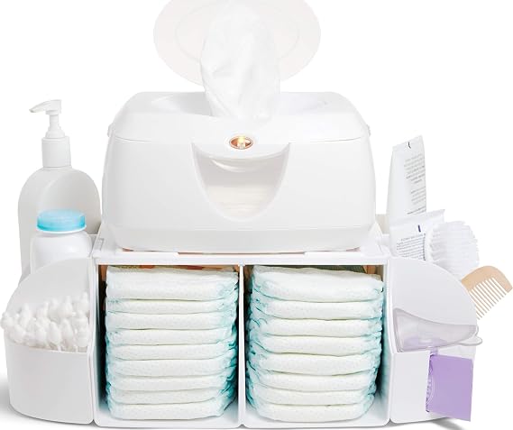 Munchkin Diaper Change Organizer, Green/white