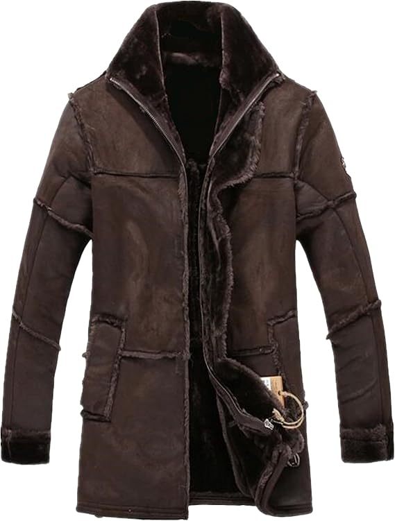 Men's Vintage Sheepskin Jacket Fur Leather Jacket Cashmere Shearling Coat