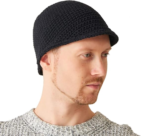 CHARM Mens Kufi Beanie Hat | Billed Skull Cap, Chemo Hat, Sensitive Skin