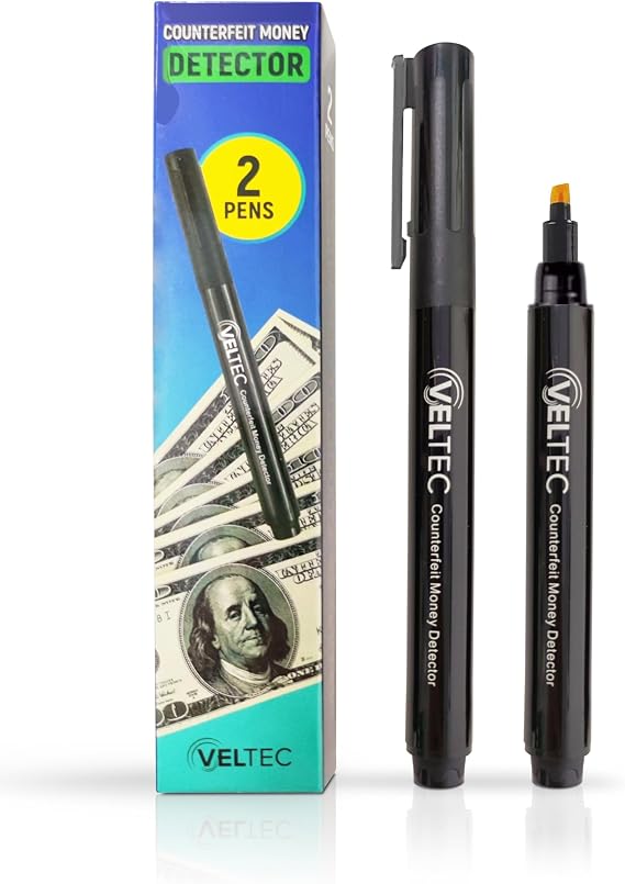 Counterfeit Money Bill Detector Pen Easy to Use and Reliable Universal Currency Fake Bill Checker for Personal & Commercial Use Ensures Authenticity and Prevents Fraud (2 Pack)