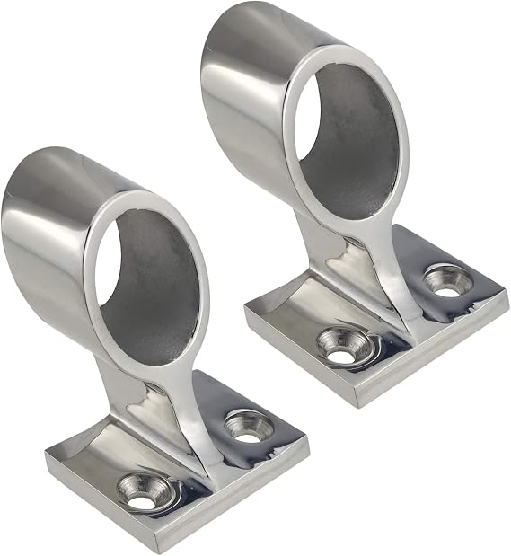 Pair Heavy Duty 316SS 60Marine Boat Stanchion Hand Rail Fitting Left-Front for 1" Tube